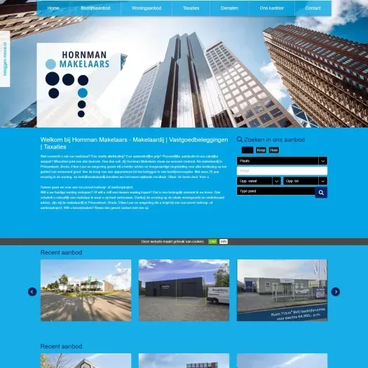 Screenshot of the website of www.hornmanmakelaars.nl