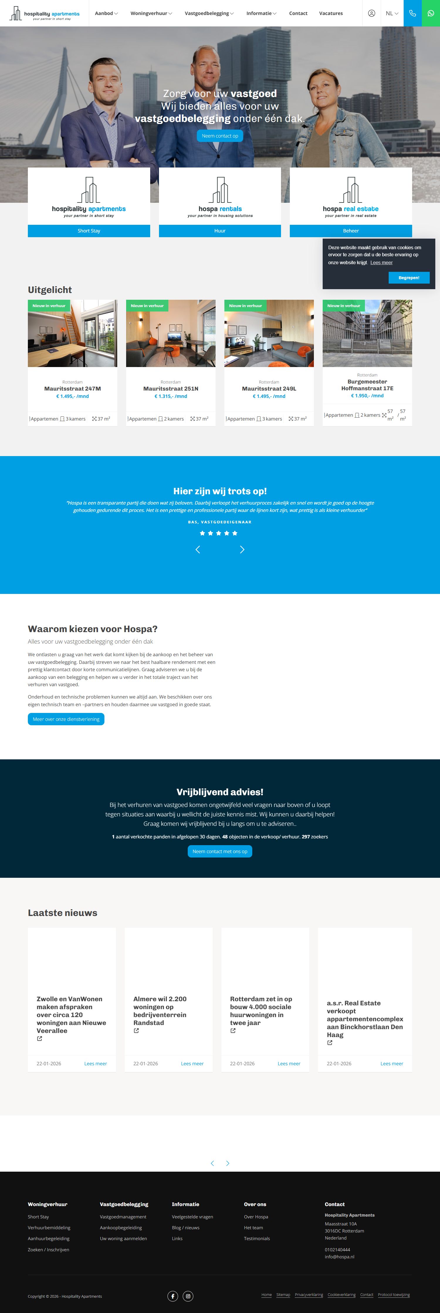 Screenshot van de website van www.hospa.nl