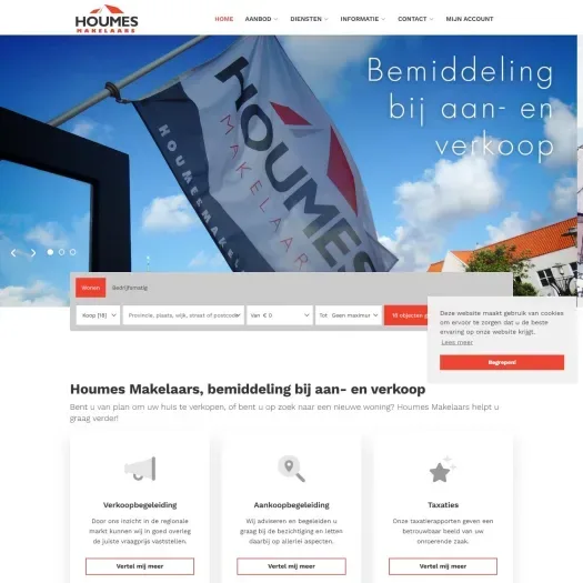 Screenshot van de website van houmesmakelaars.nl