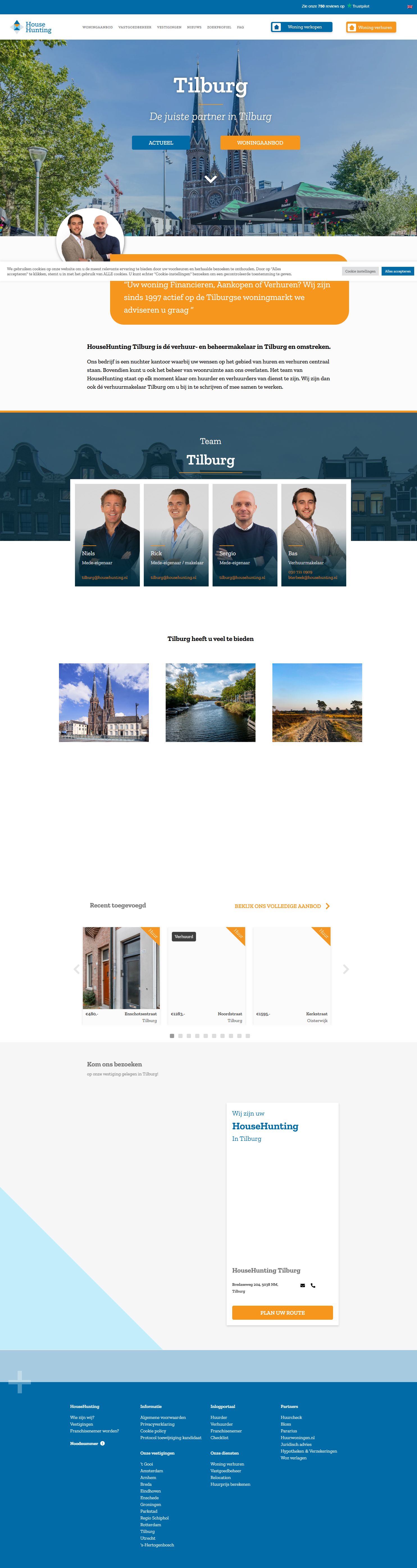 Screenshot van de website van househunting.nl