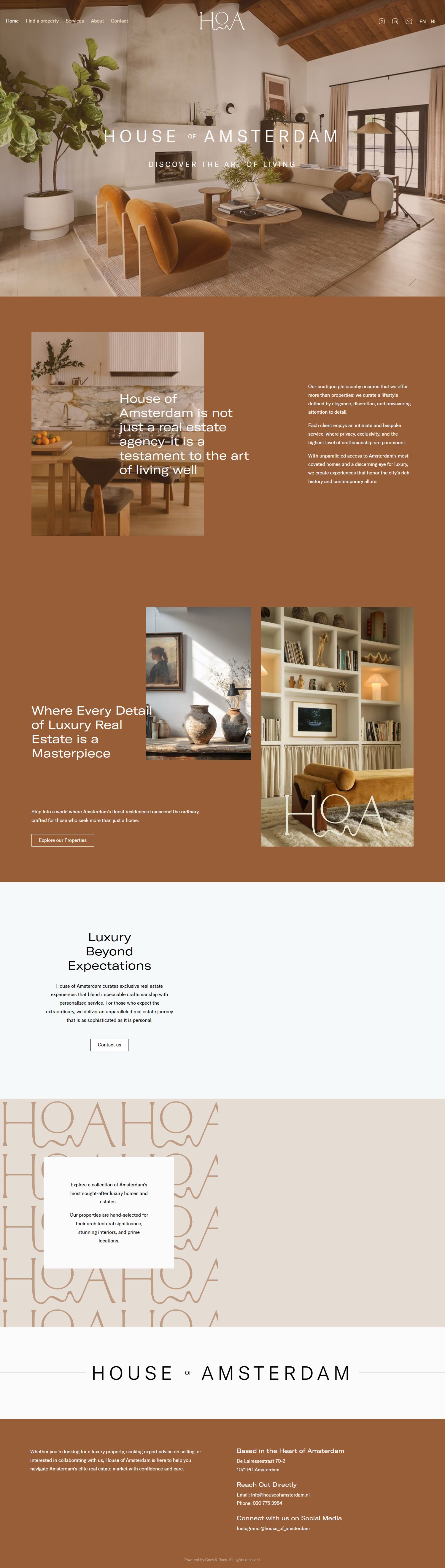 Screenshot van de website van www.houseofamsterdam.nl