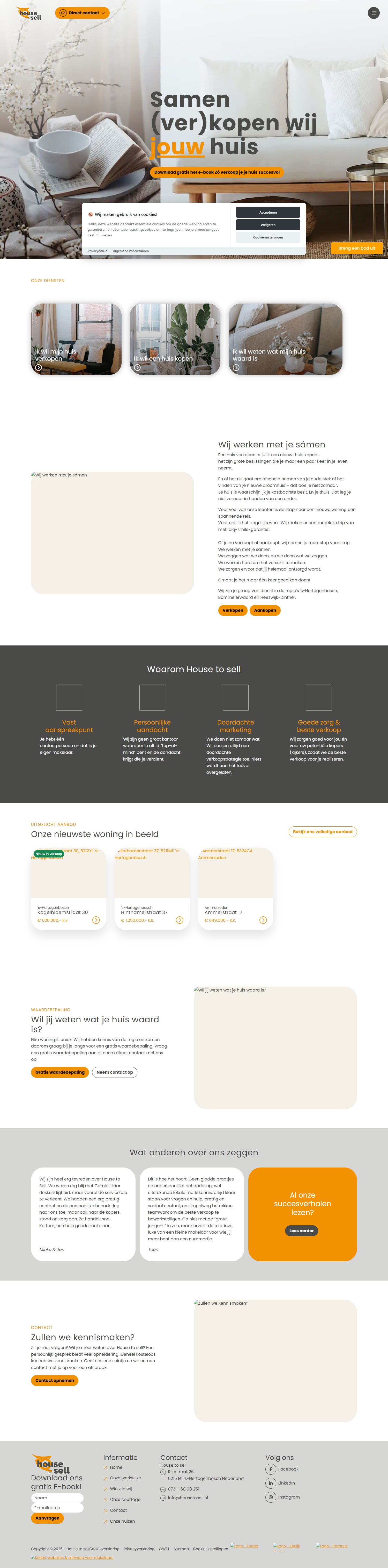 Screenshot van de website van www.housetosell.nl