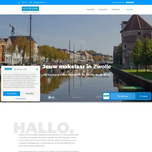 Screenshot der Website von www.house2day.nl