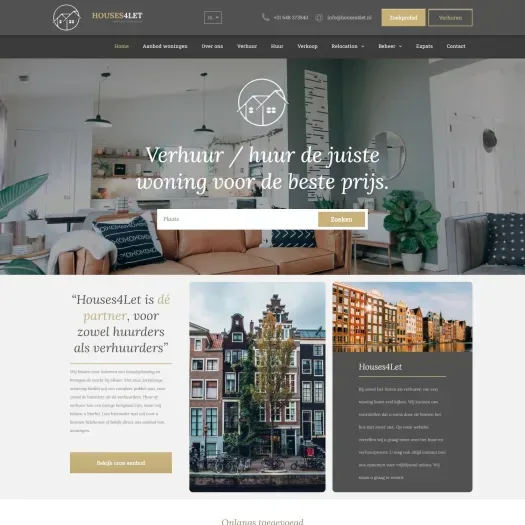 Screenshot van de website van www.houses4let.nl