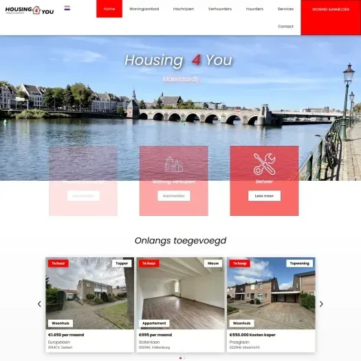 Screenshot van de website van www.housing4you.eu
