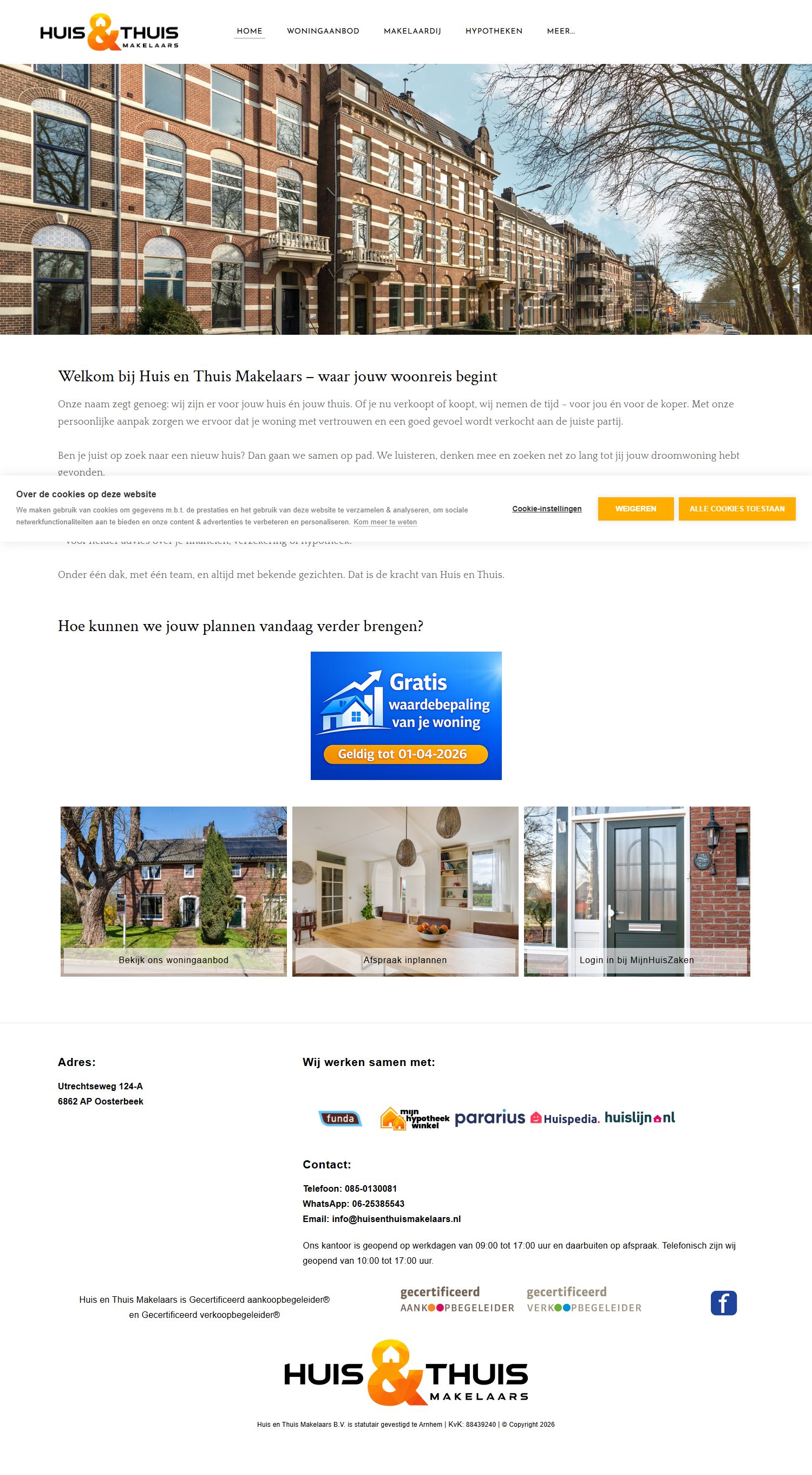 Screenshot van de website van www.huisenthuismakelaars.nl