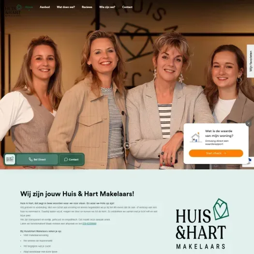 Screenshot of the website of huisenhartmakelaars.nl