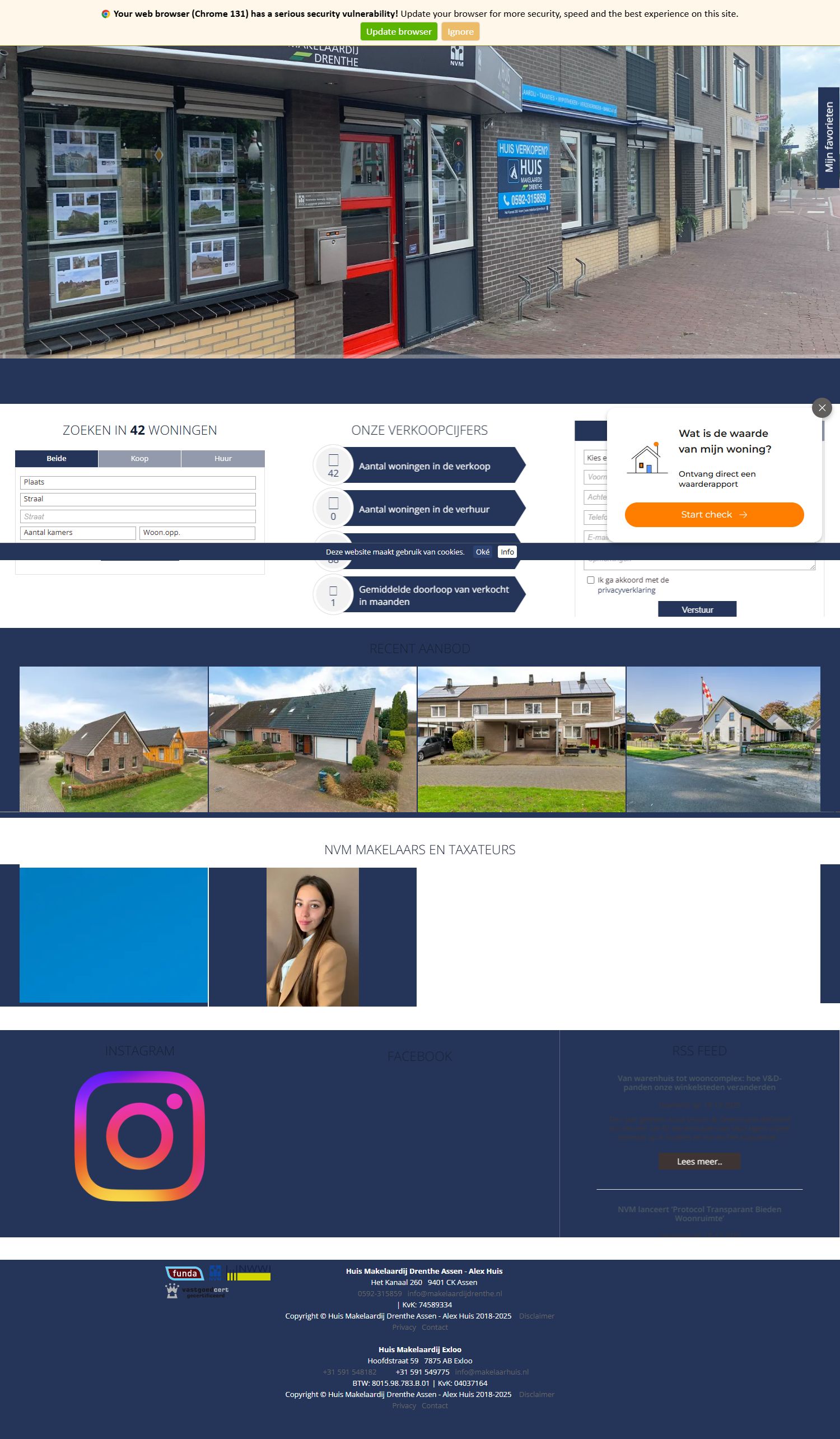 Screenshot van de website van www.makelaardijdrenthe.nl
