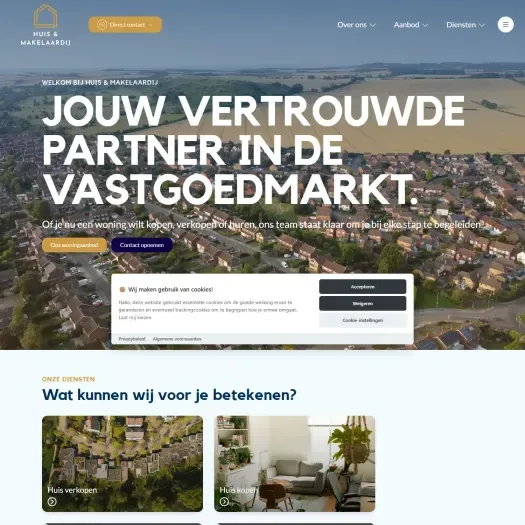Screenshot der Website von huisenmakelaardij.nl