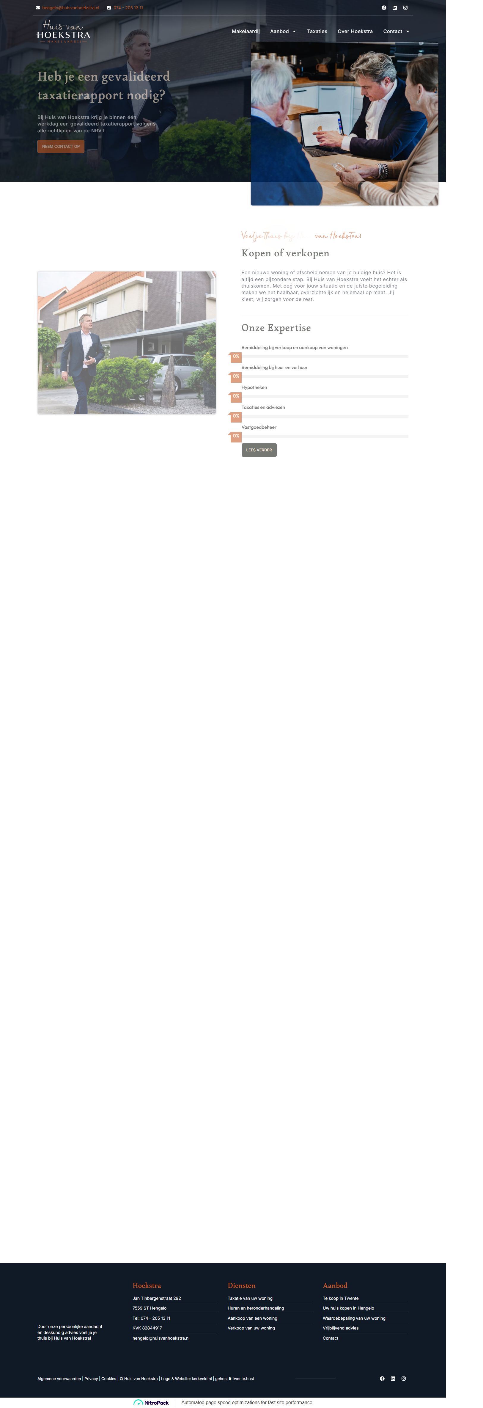 Screenshot van de website van www.huisvanhoekstra.nl