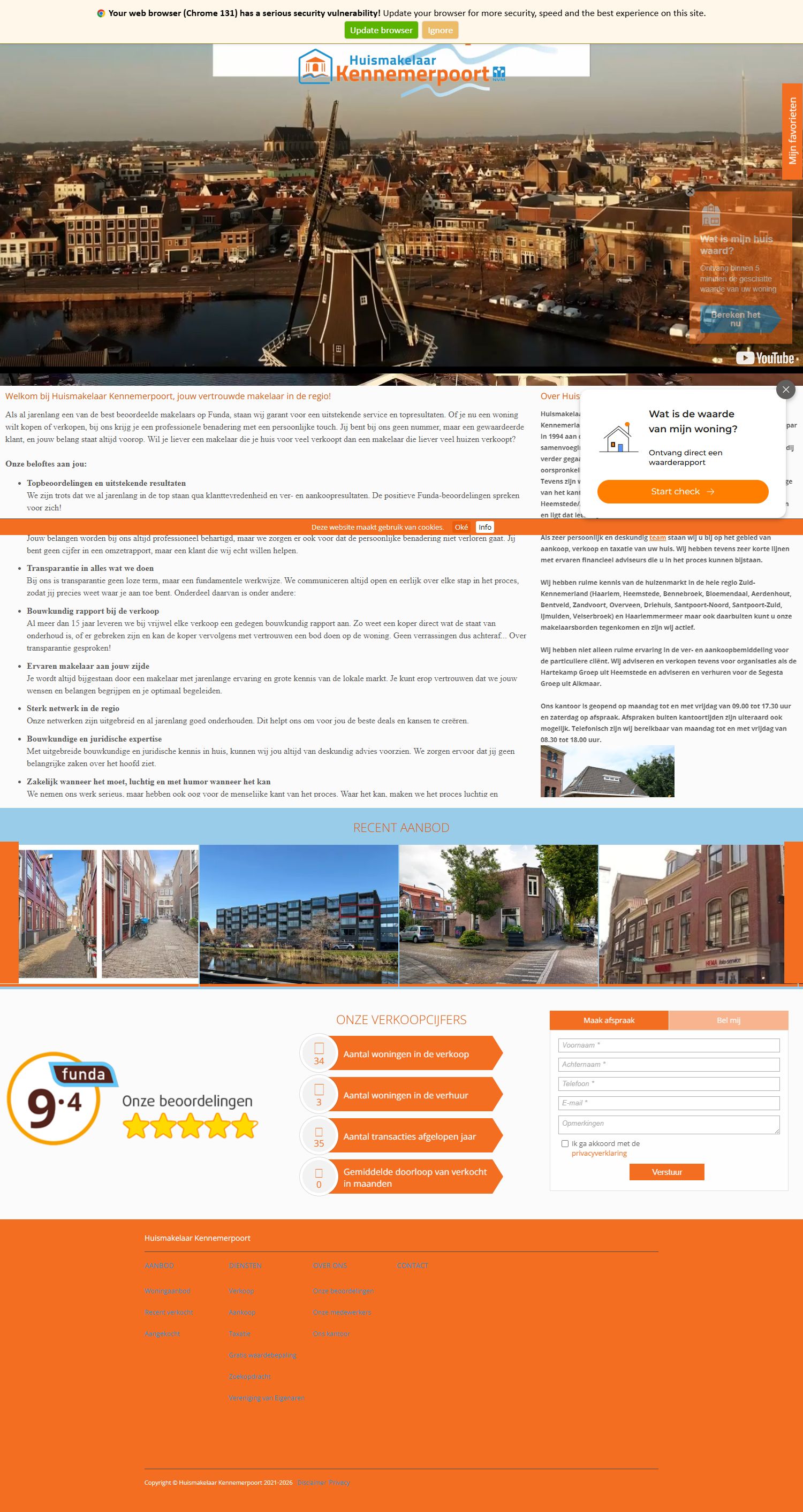 Screenshot van de website van www.kennemerpoort.nl