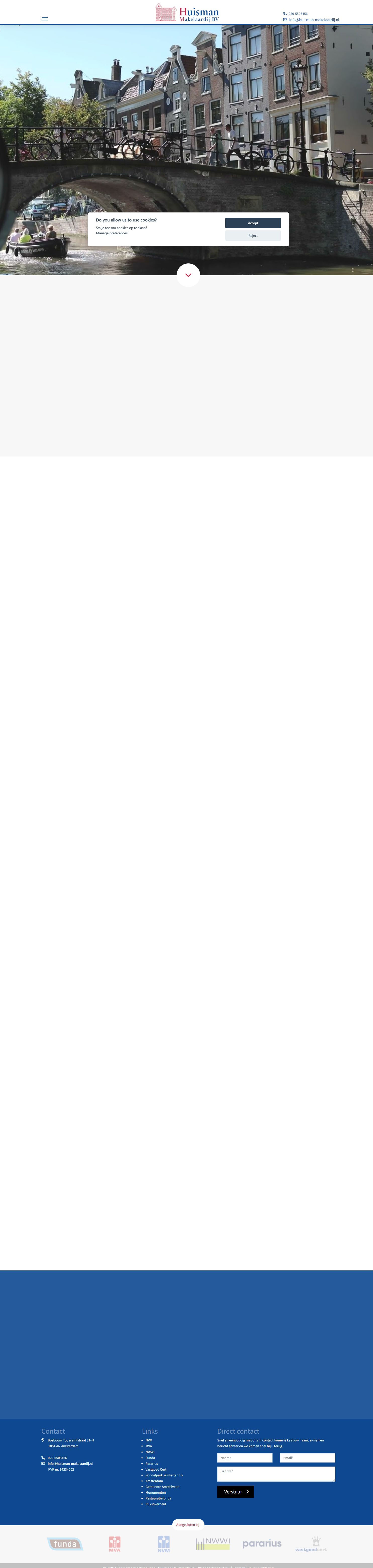 Screenshot van de website van www.huisman-makelaardij.nl