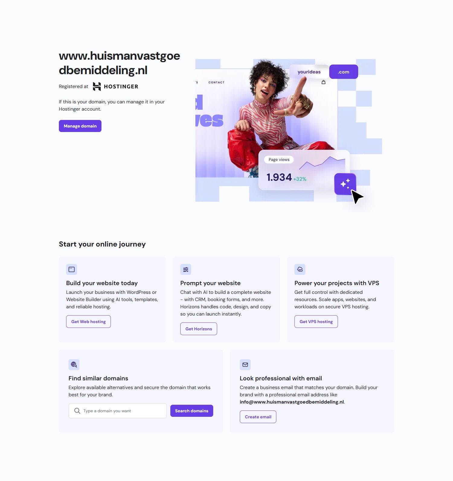 Screenshot van de website van www.huismanvastgoedbemiddeling.nl
