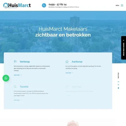 Screenshot van de website van www.huismarct.nl