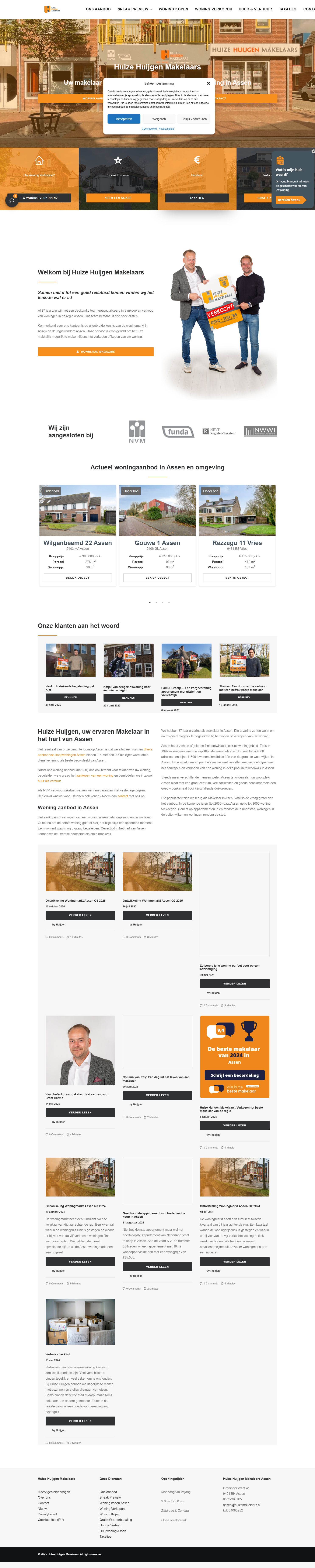 Screenshot van de website van www.huizehuijgenmakelaars.nl