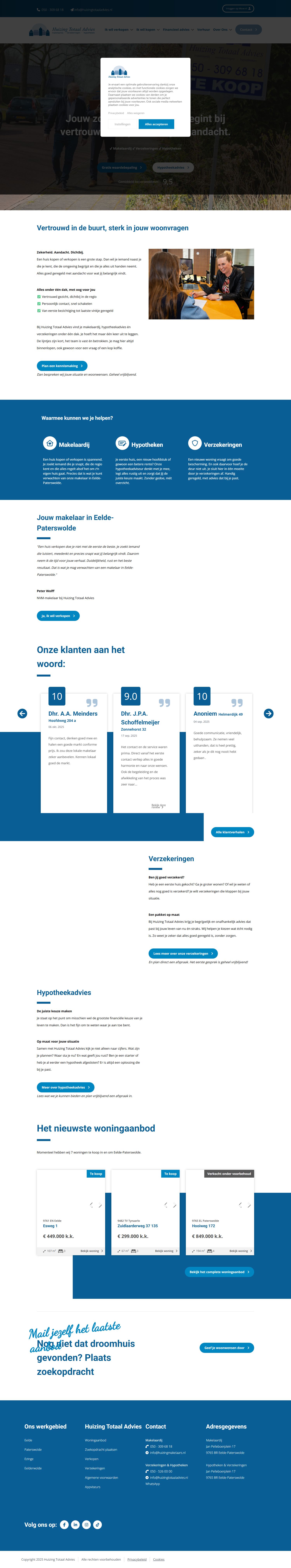 Screenshot van de website van www.huizingmakelaars.nl
