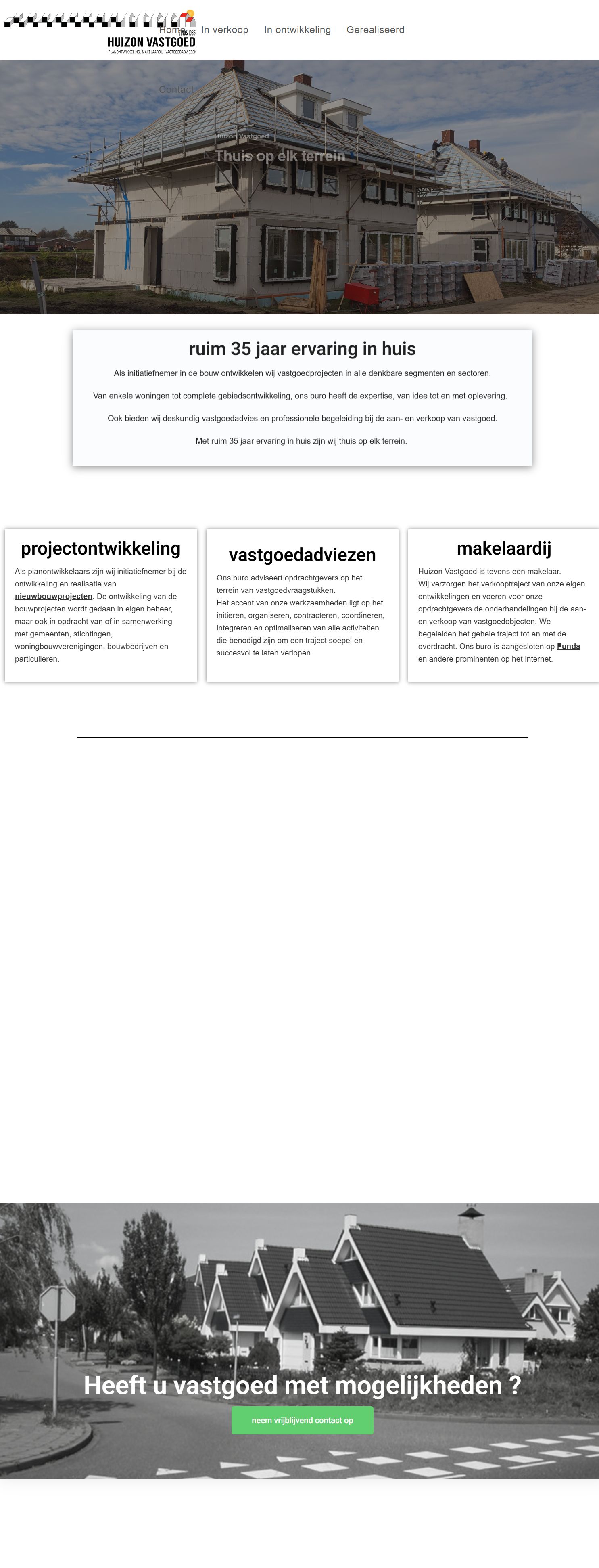 Screenshot van de website van www.huizon.nl