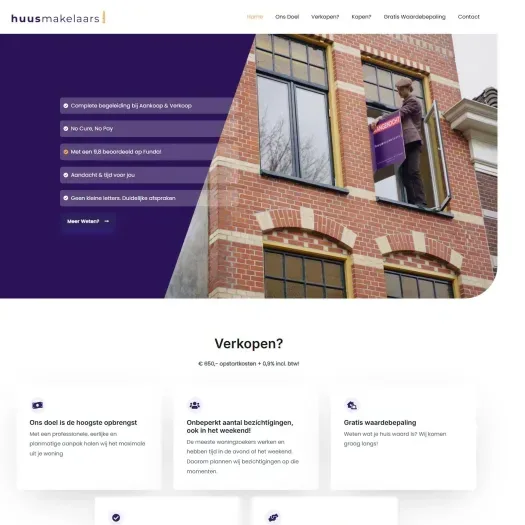 Screenshot van de website van www.huusmakelaars.nl