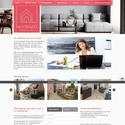 Screenshot of the website of www.huysraed.nl