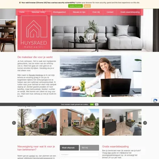 Screenshot van de website van www.huysraed.nl