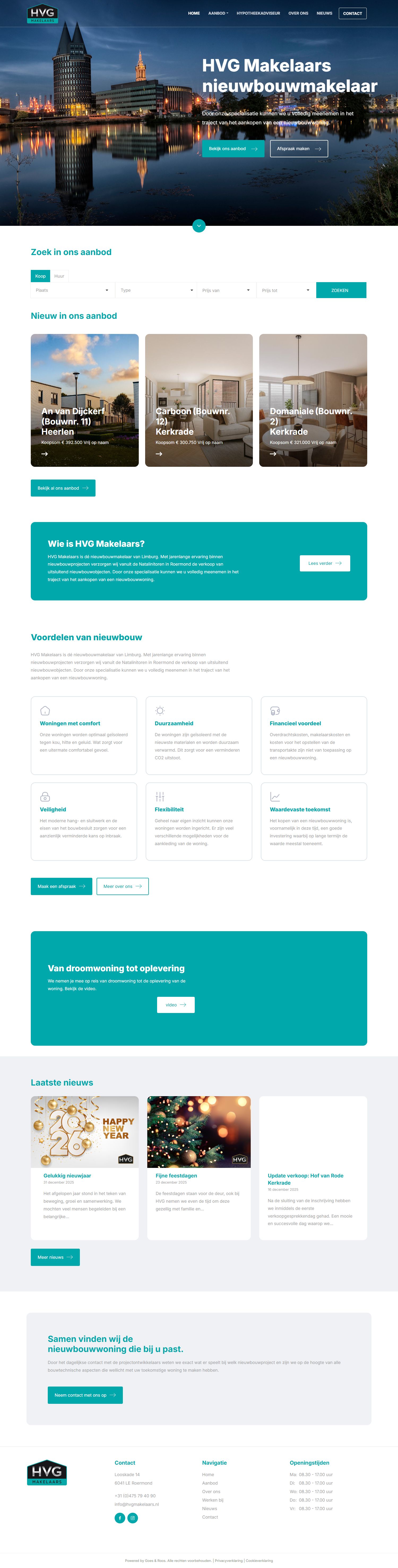 Screenshot van de website van www.hvgmakelaars.nl