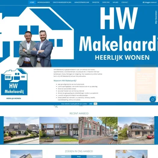 Screenshot van de website van www.hwmakelaardij.nl