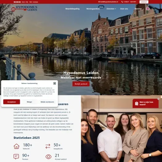 Screenshot der Website von www.hypodomusleiden.nl