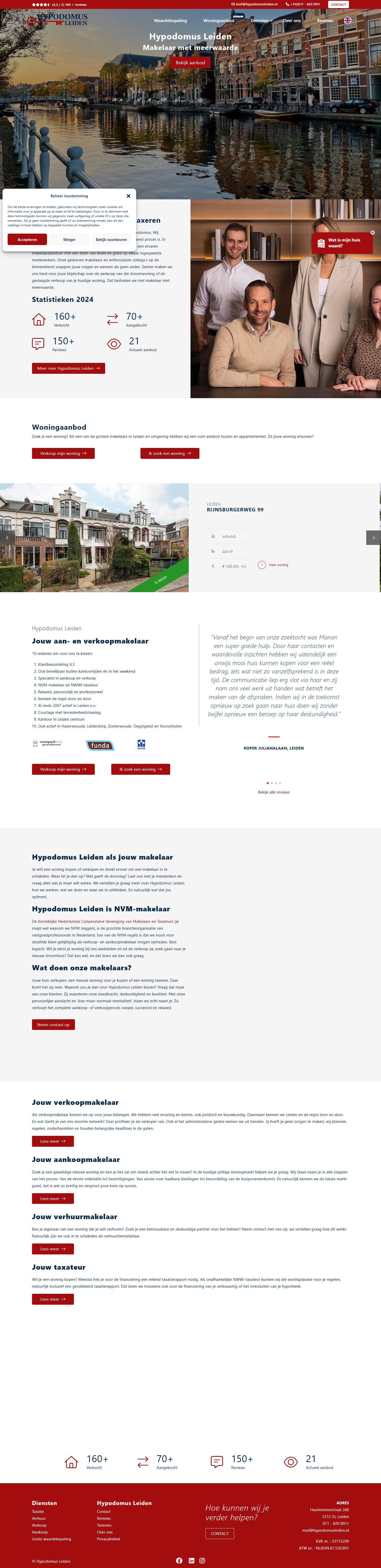 Screenshot van de website van www.hypodomusleiden.nl