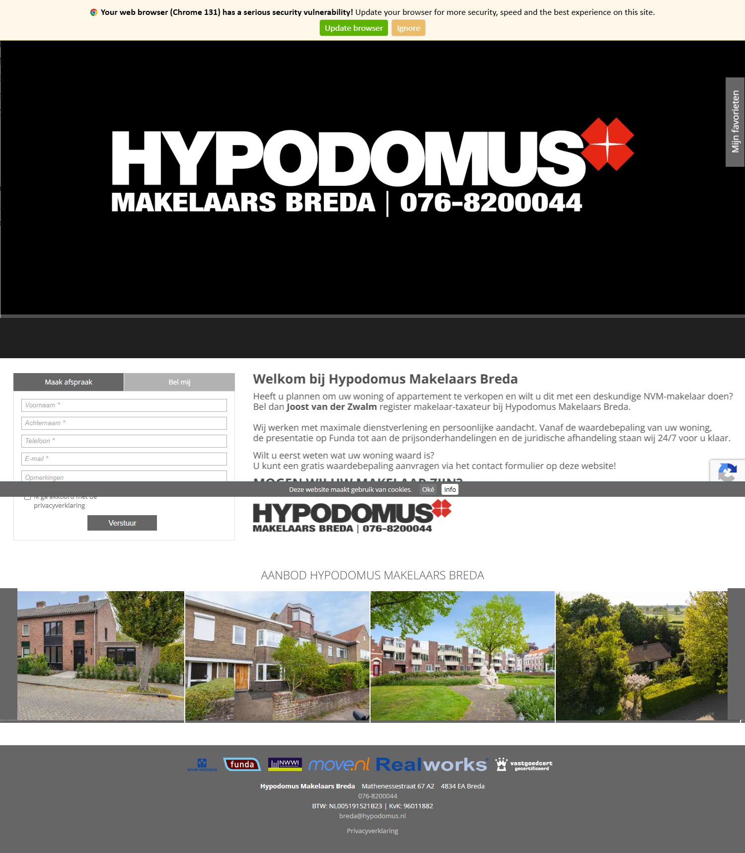 Screenshot van de website van www.hypodomus-breda.nl