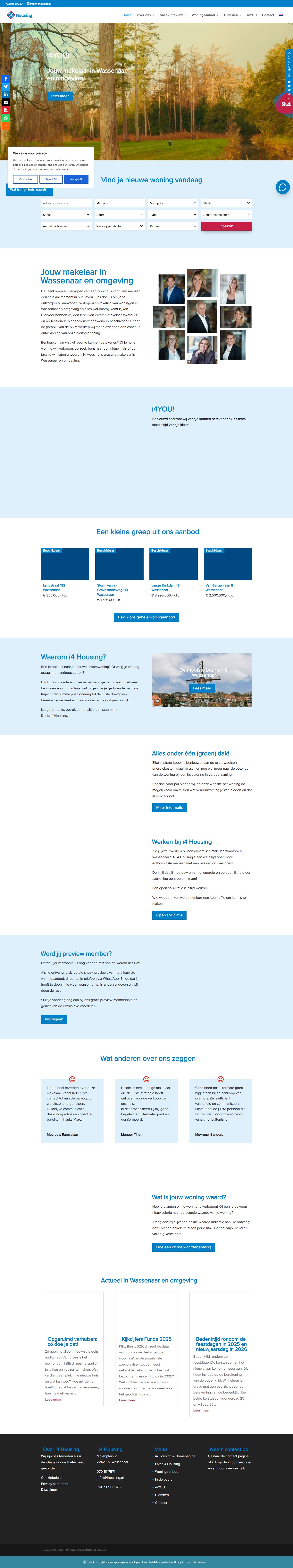 Screenshot van de website van www.i4housing.nl