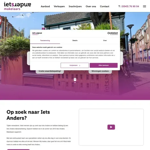 Capture d'écran du site web de www.ietsandersmakelaars.nl