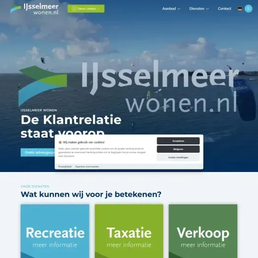 Screenshot van de website van www.ijsselmeerwonen.nl