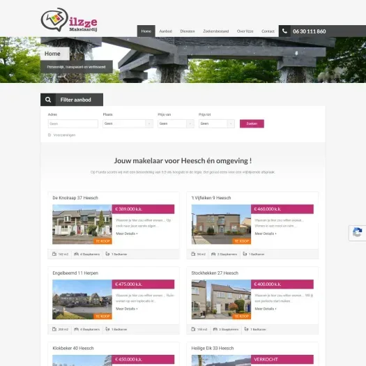 Screenshot der Website von ilzze.nl