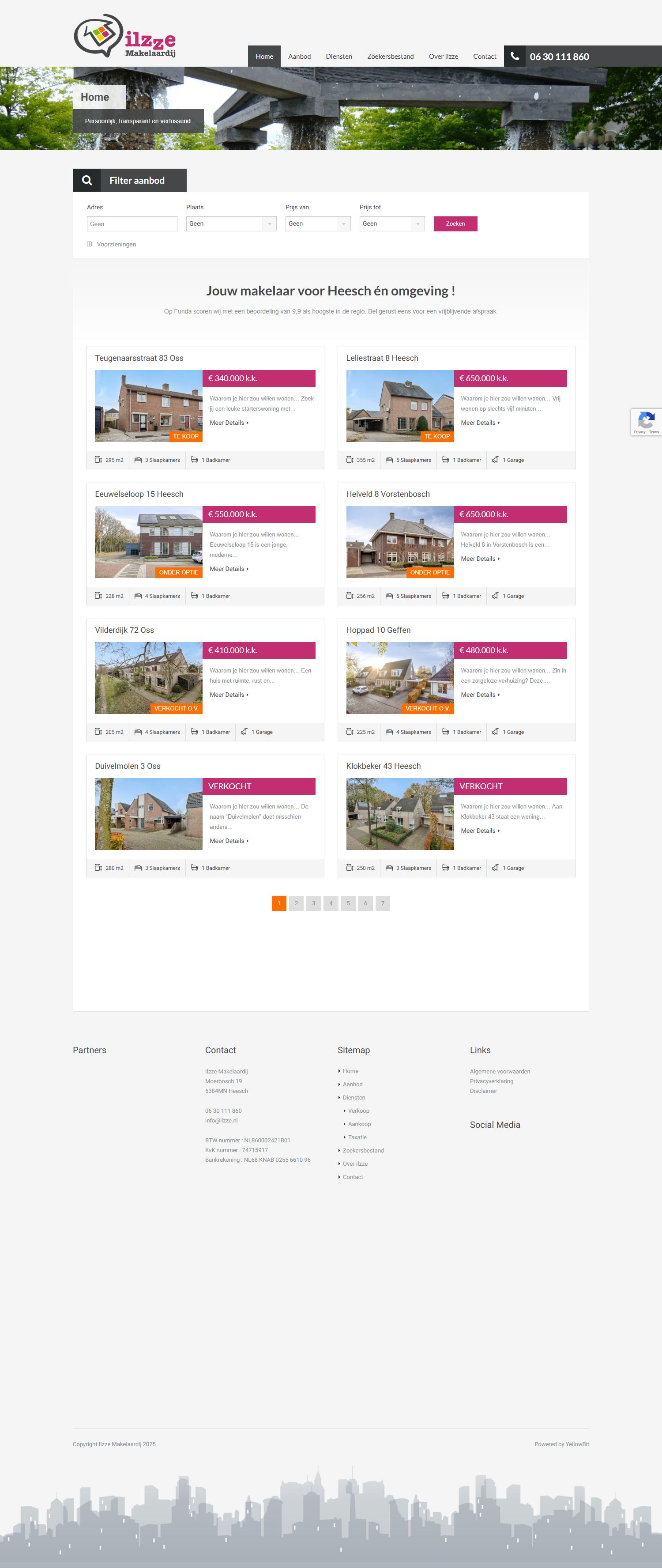 Screenshot van de website van ilzze.nl