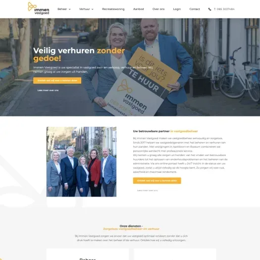 Screenshot of the website of immenvastgoed.nl