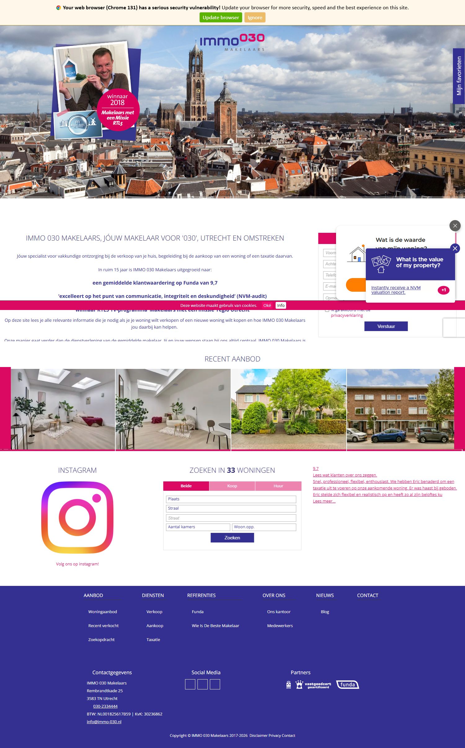 Screenshot van de website van www.immo-030.nl