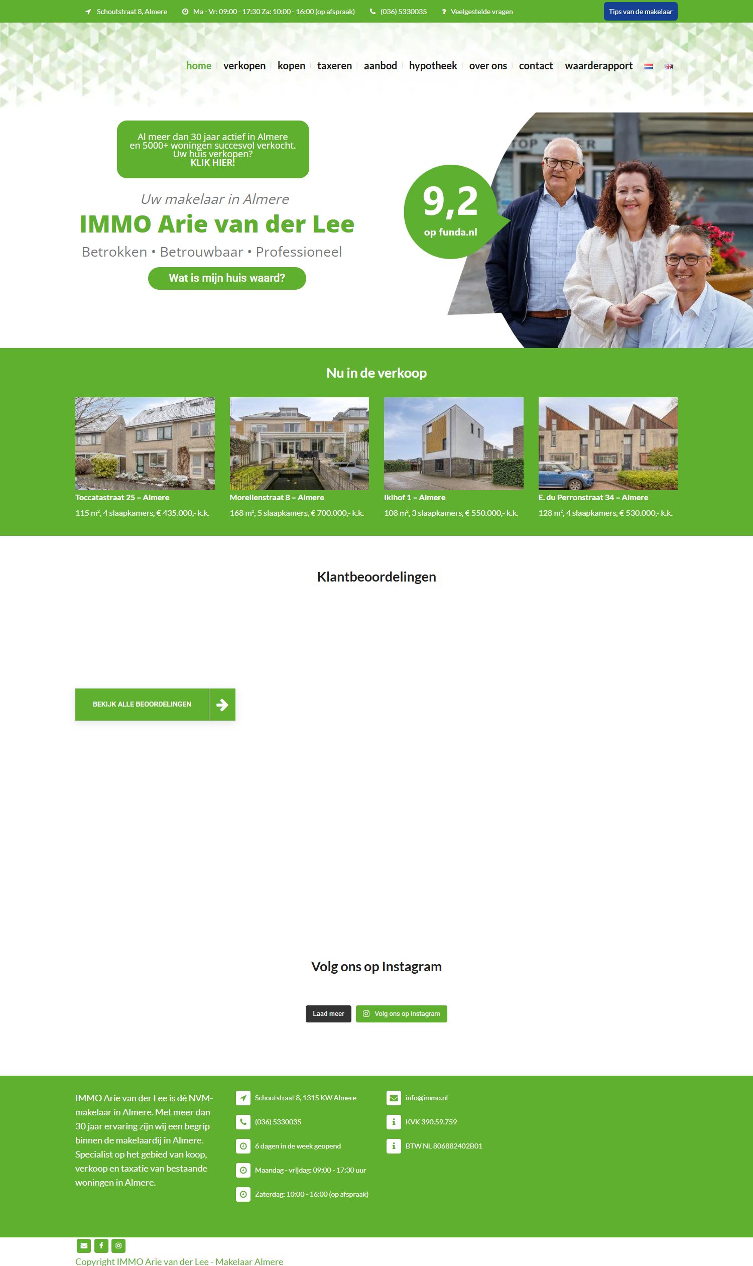 Screenshot van de website van www.immo.nl