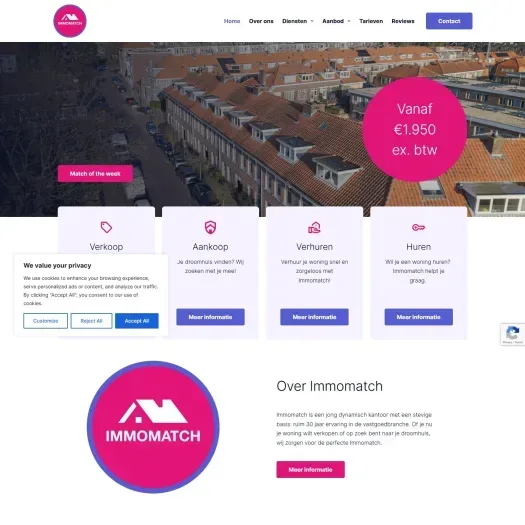 Capture d'écran du site web de www.immomatch.nl