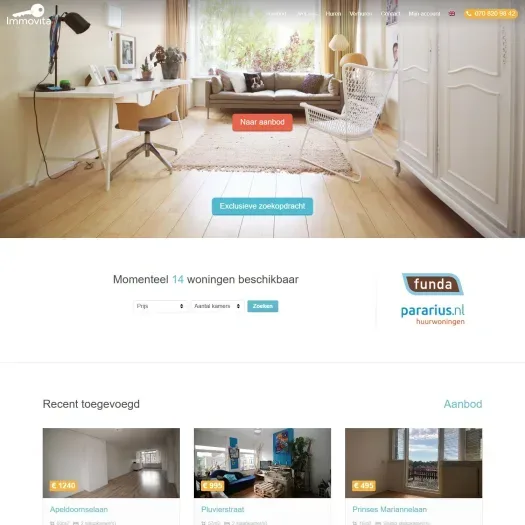 Screenshot van de website van www.immovita.nl