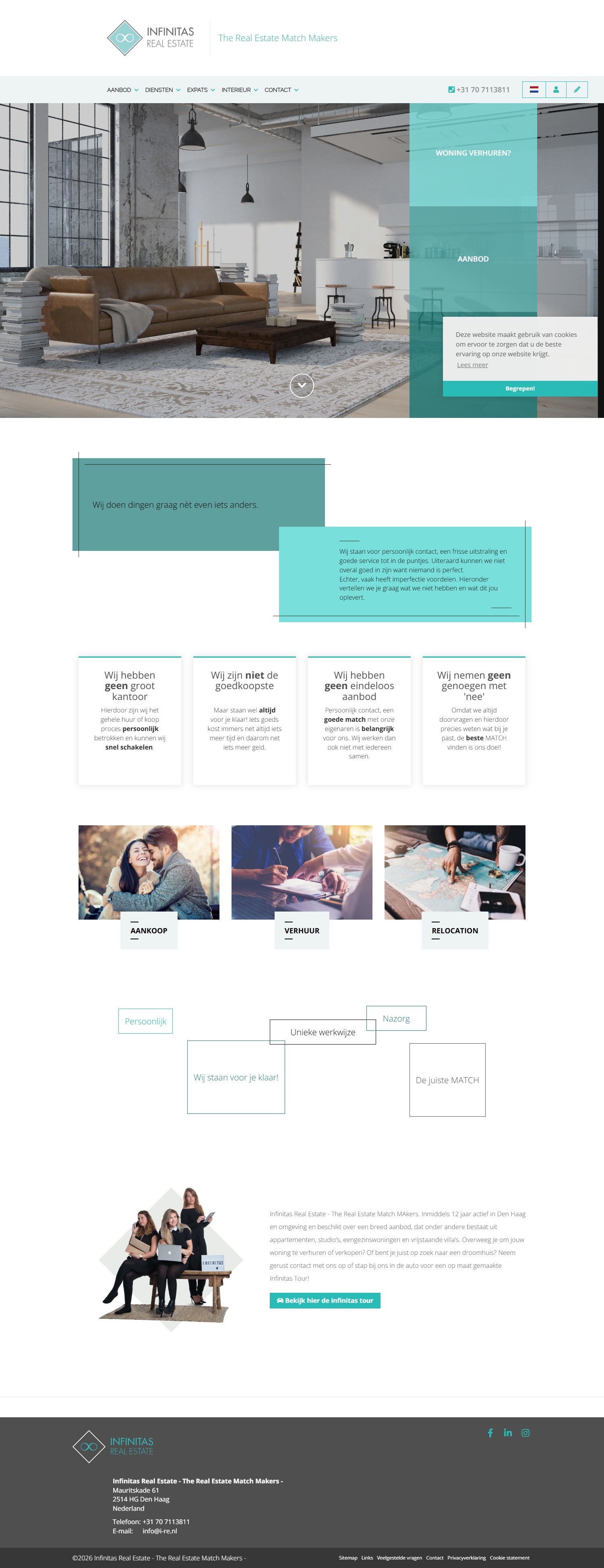 Screenshot van de website van www.infinitasrealestate.nl