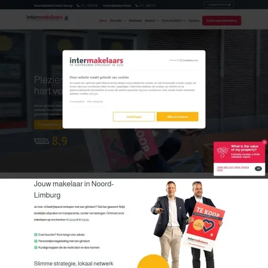 Screenshot van de website van intermakelaars.com