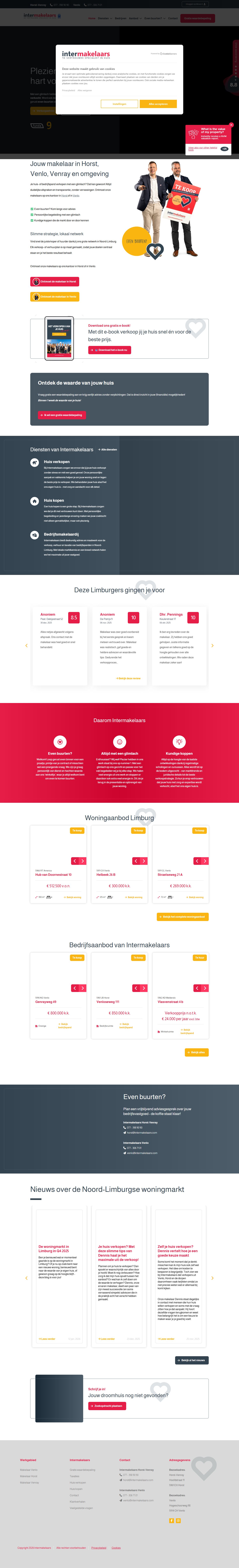 Screenshot van de website van intermakelaars.com