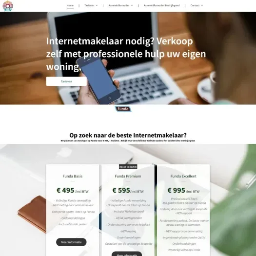 Screenshot van de website van www.internetmakelaar.com
