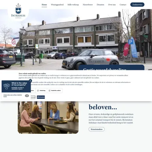 Screenshot van de website van www.intrahuis.nl