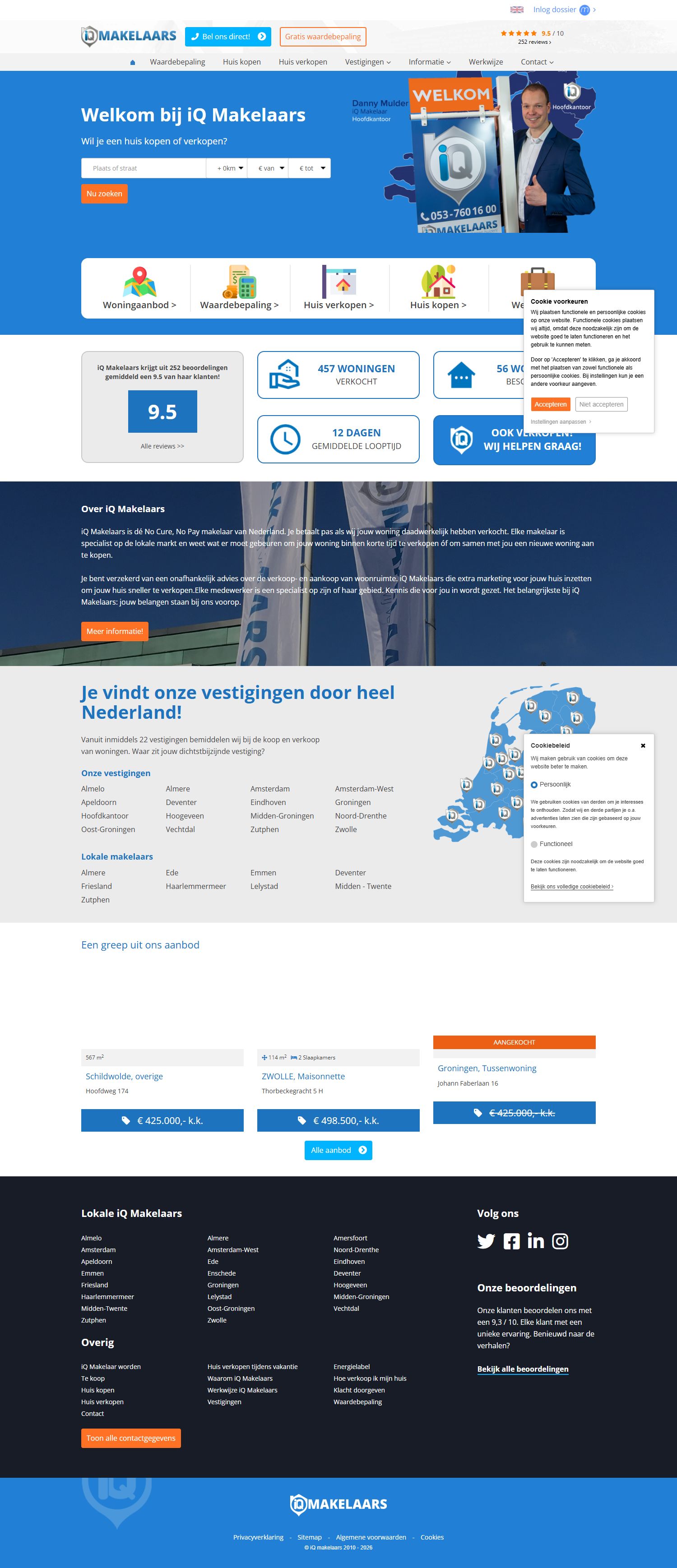 Screenshot van de website van www.iqmakelaars.nl