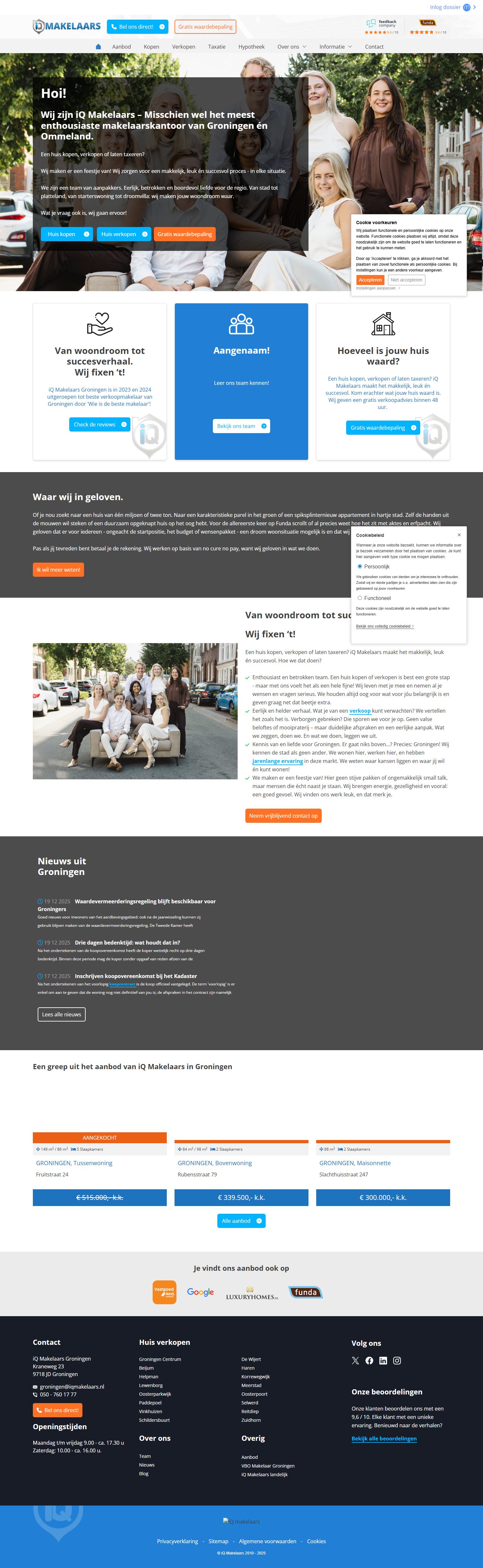 Screenshot van de website van www.iqmakelaarsgroningen.nl