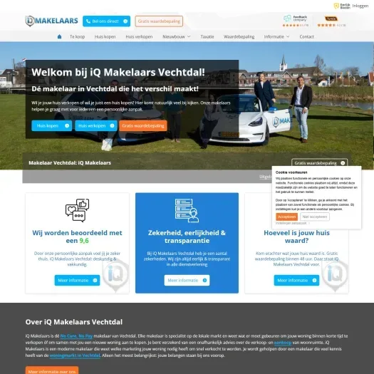 Screenshot of the website of www.iqmakelaarsvechtdal.nl