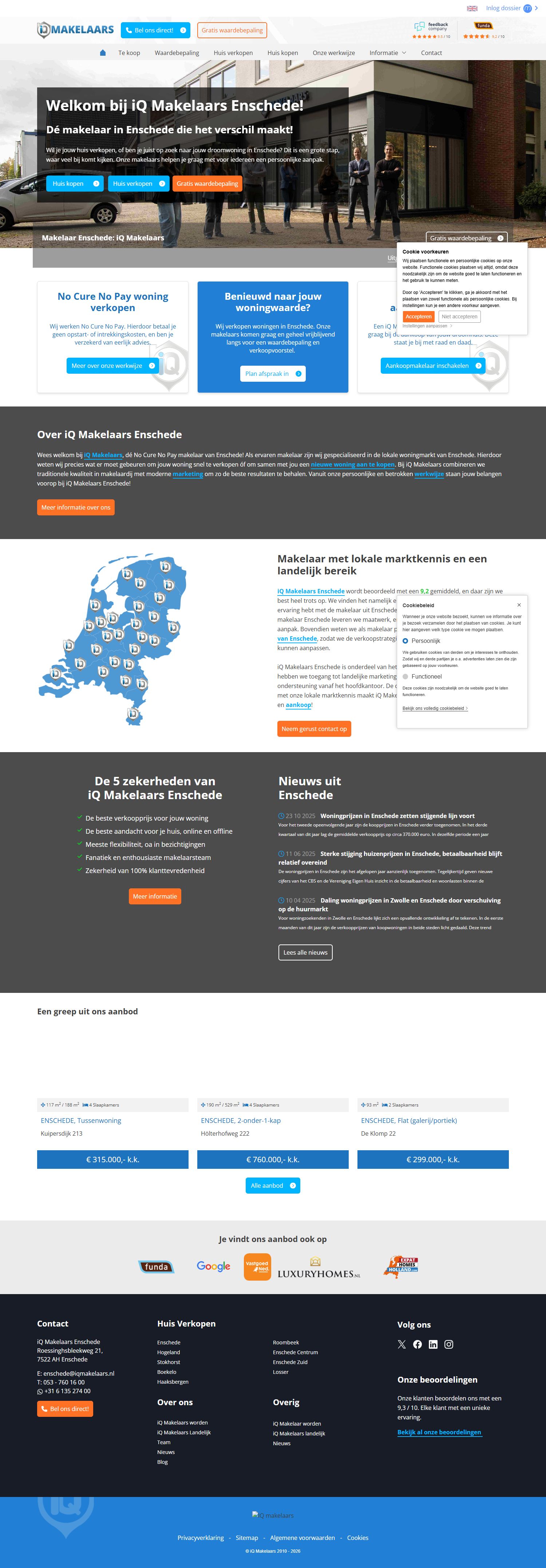 Screenshot van de website van www.iqmakelaarsenschede.nl