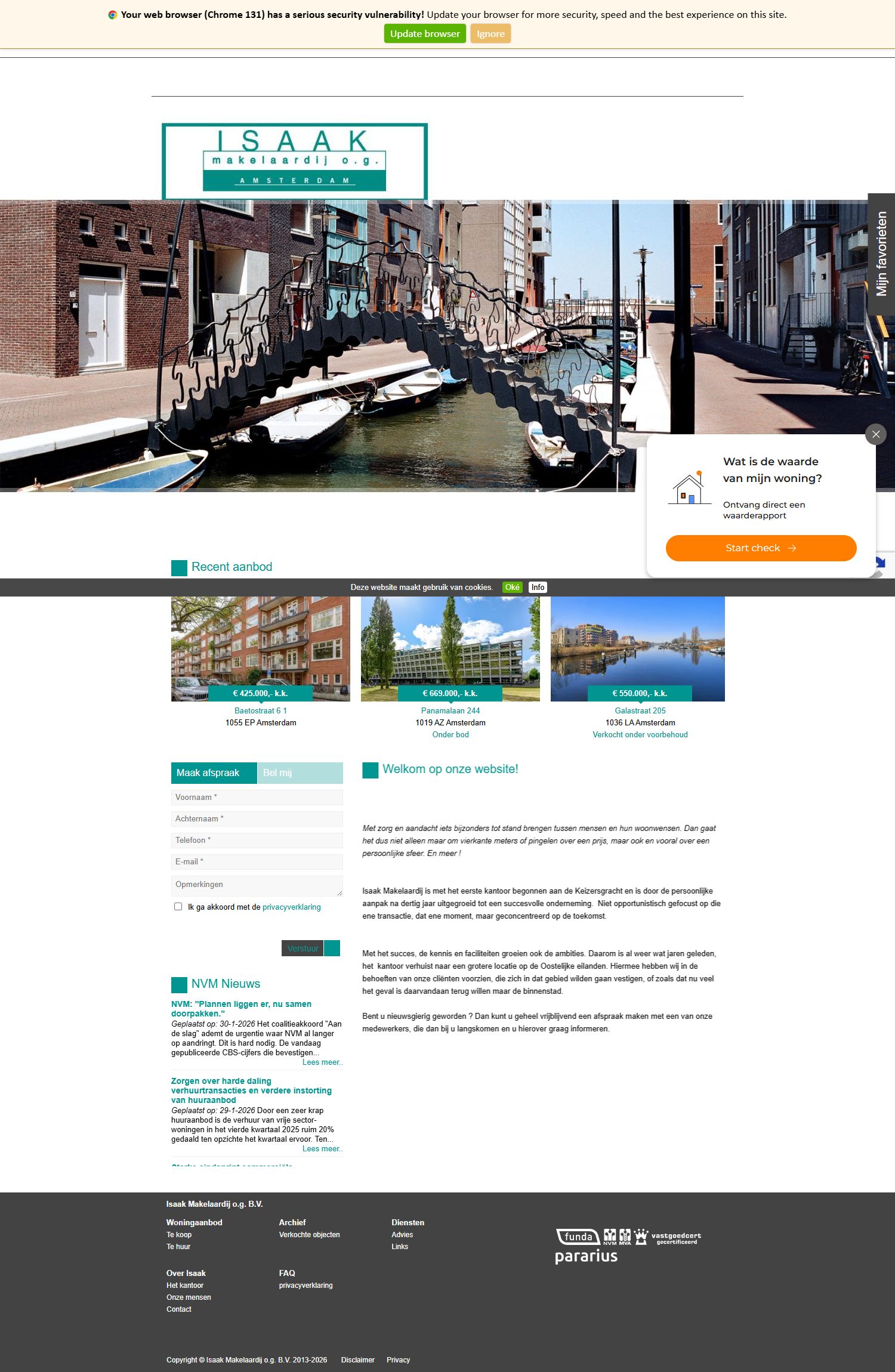 Screenshot van de website van www.isaak.nl