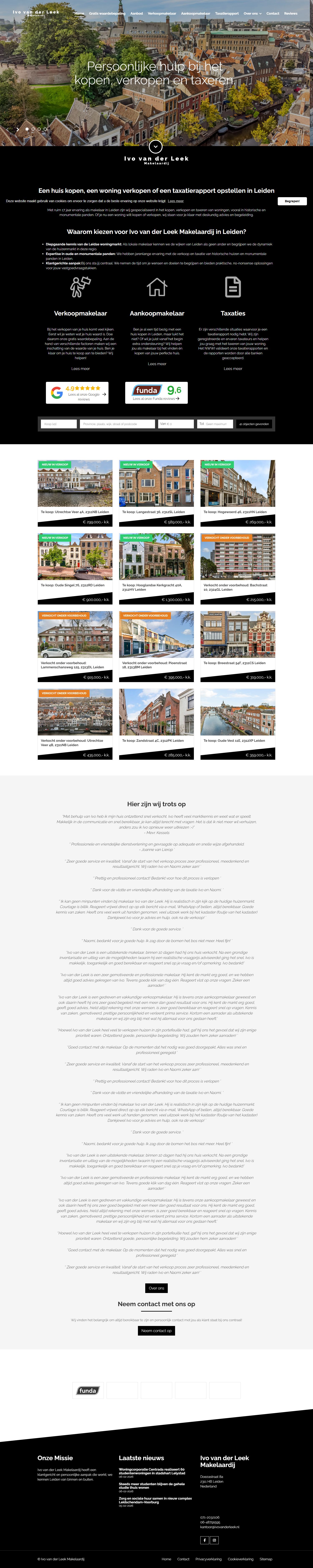 Screenshot van de website van www.ivovanderleek.nl